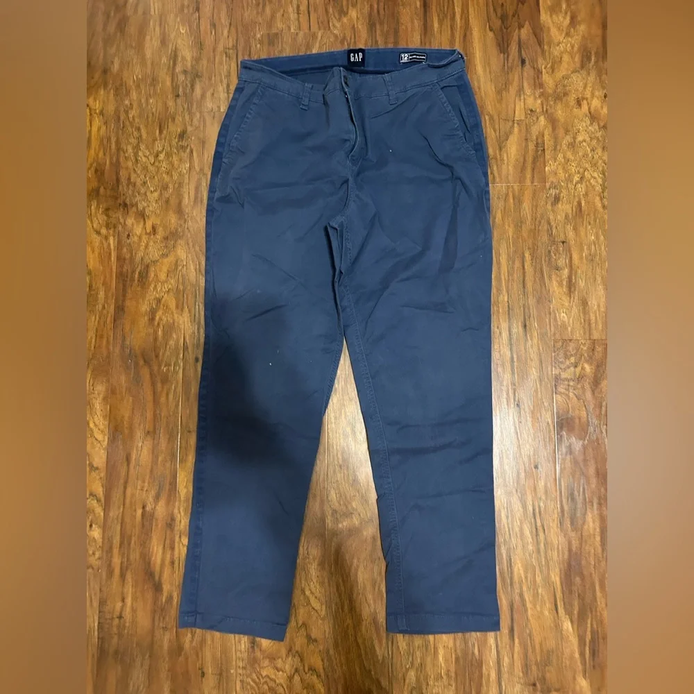 Women's GAP Relaxed Girlfriend Twill Pants Navy Blue Size 12 Comfy - Picture 1 of 10